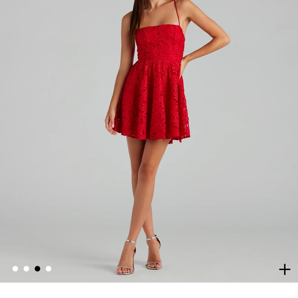 Windsor Red Floral Mini Dress / G31 - Picture 3 of 4